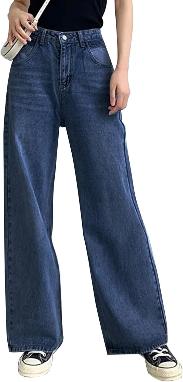 Baggy Wide Leg Jeans for Women - Trendy High Waisted Denim