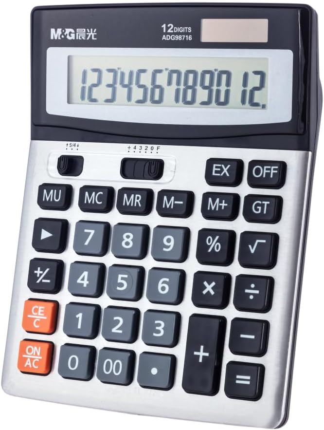 M&G 12 Digit Dual Power Desk Calculator