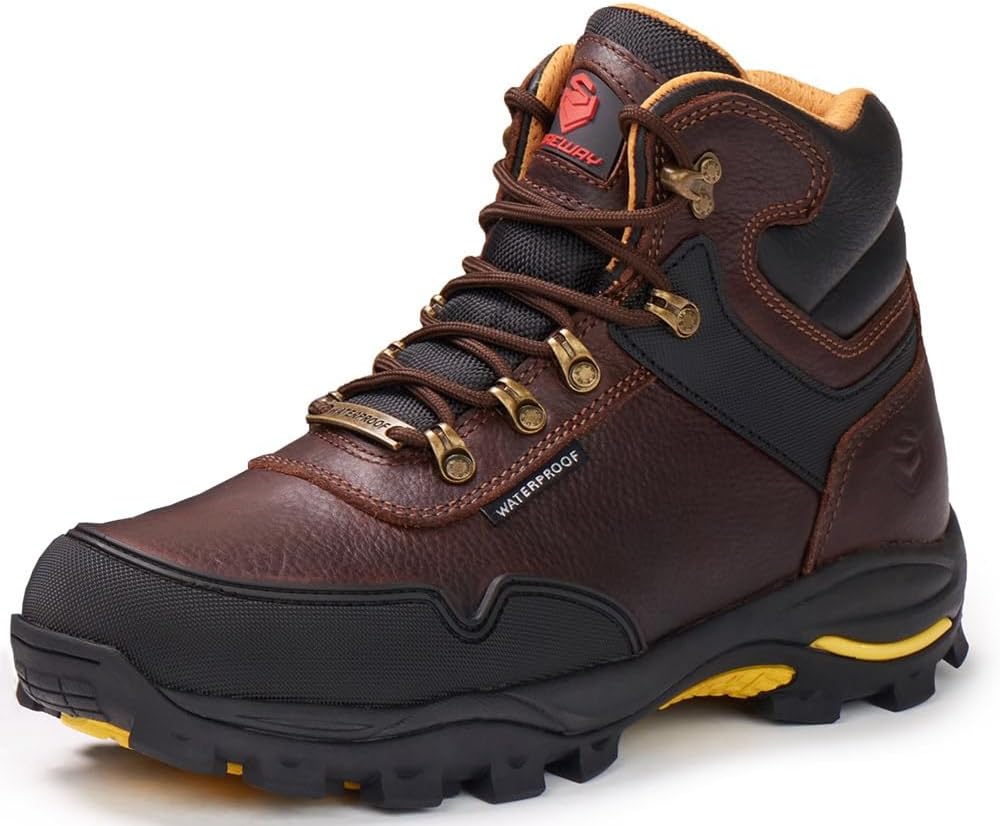 SUREWAY Men's 6in Steel Toe Waterproof Work Boots for Comfort