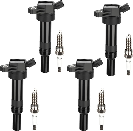 Set of 4 Ignition Coil Pack and Iridium Spark Plugs for Hyundai