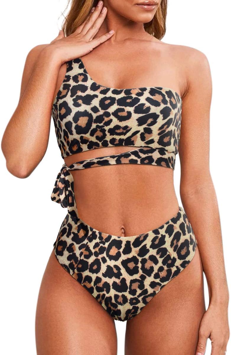 One Shoulder High Waisted Bikini Set for Women - Stylish Swimwear