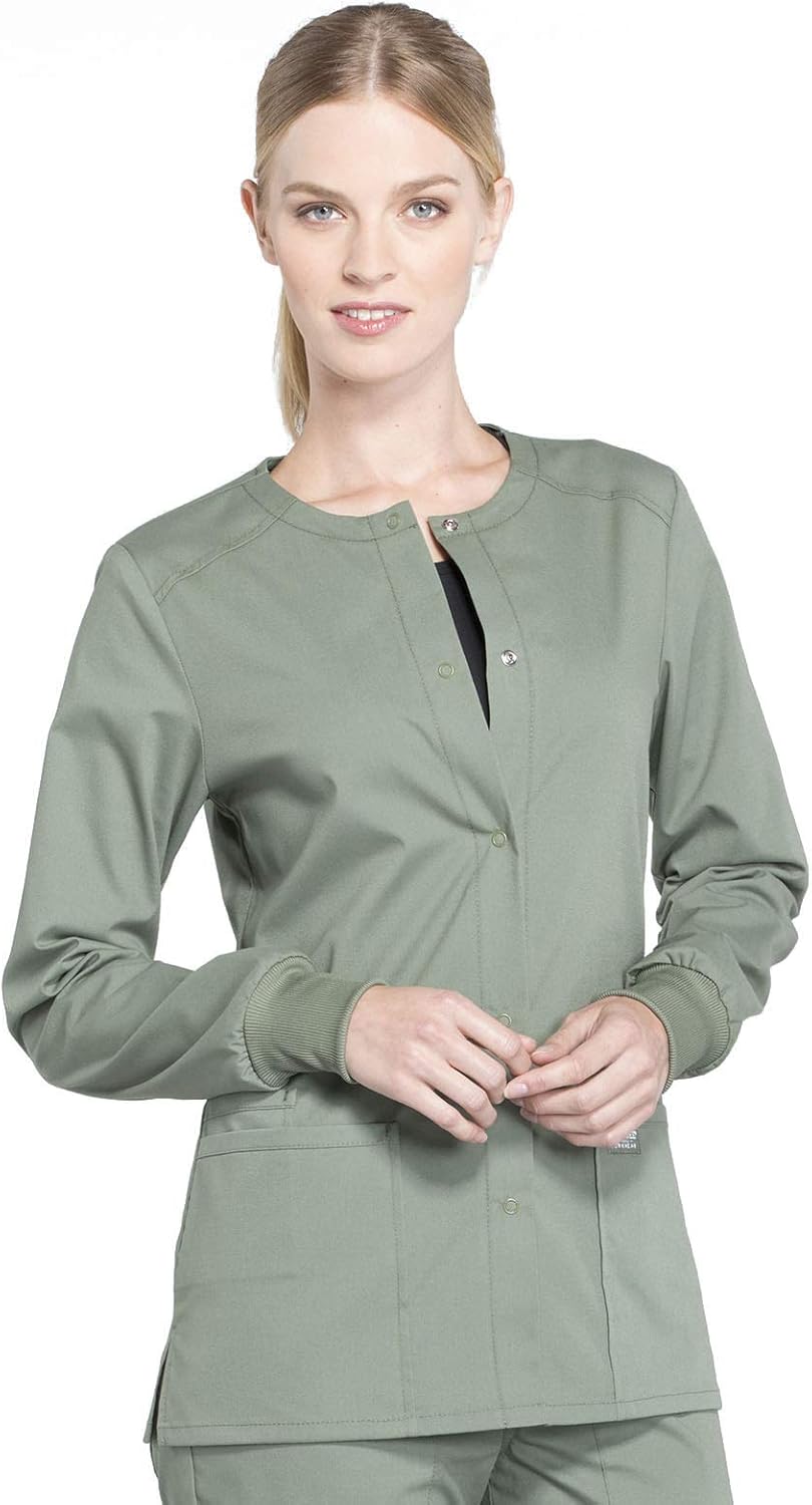 Snap Front Scrub Jackets for Women with Flattering Fit