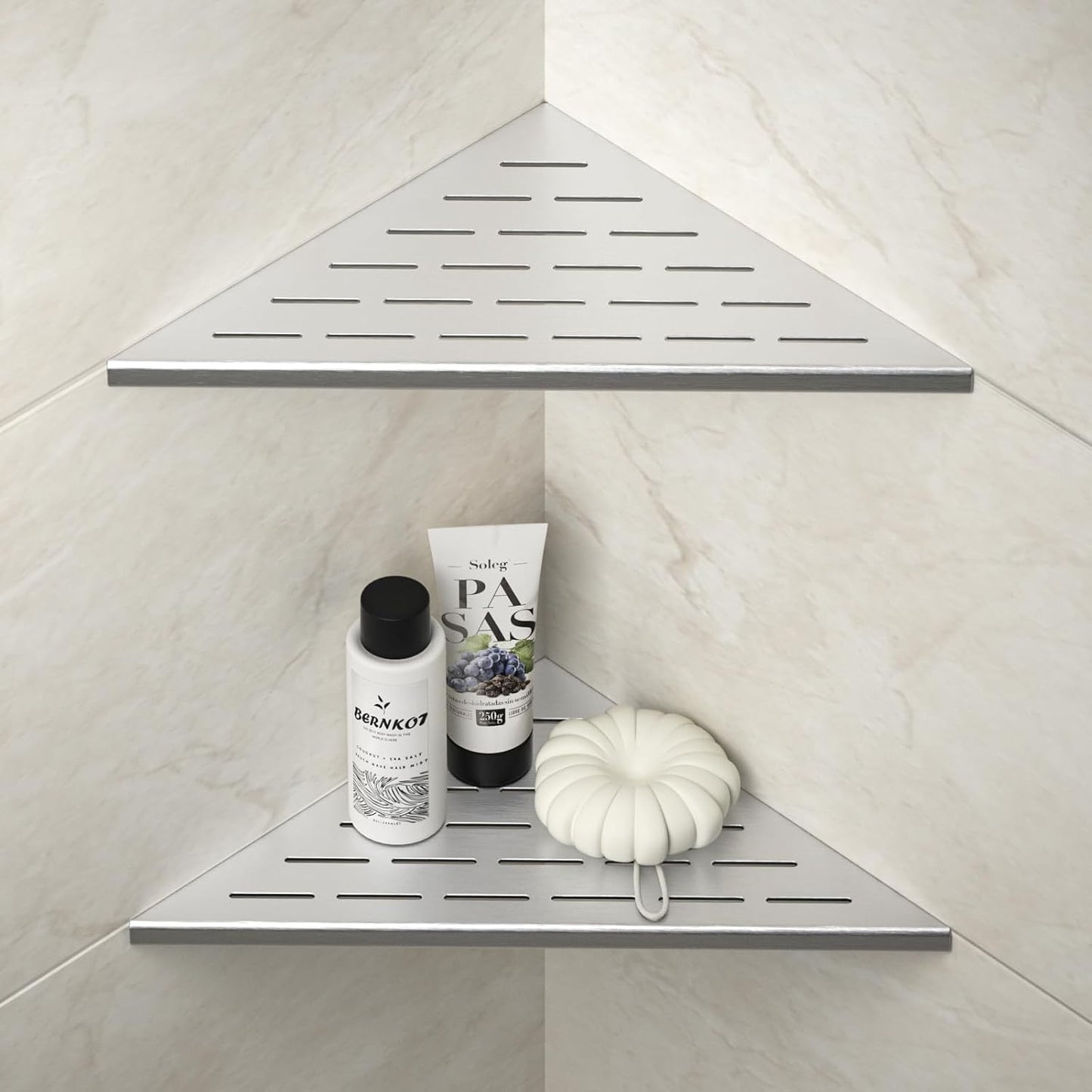 Corner Shower Shelf 12in Brushed Stainless Steel for Tiled Walls