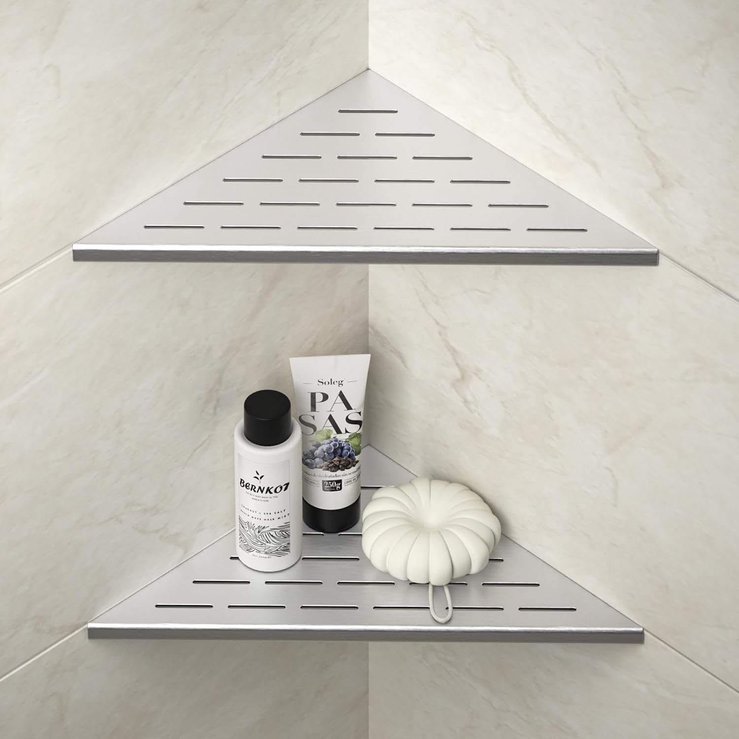 Corner Shower Shelf 12in Brushed Stainless Steel for Tiled Walls