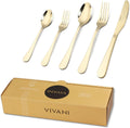 VIVANI 40pc Champagne Silverware Set for 8 - Light Gold Flatware
