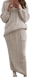 Chunky Cable Knit Long Skirt 2-Piece Set for Women - Cozy Winter