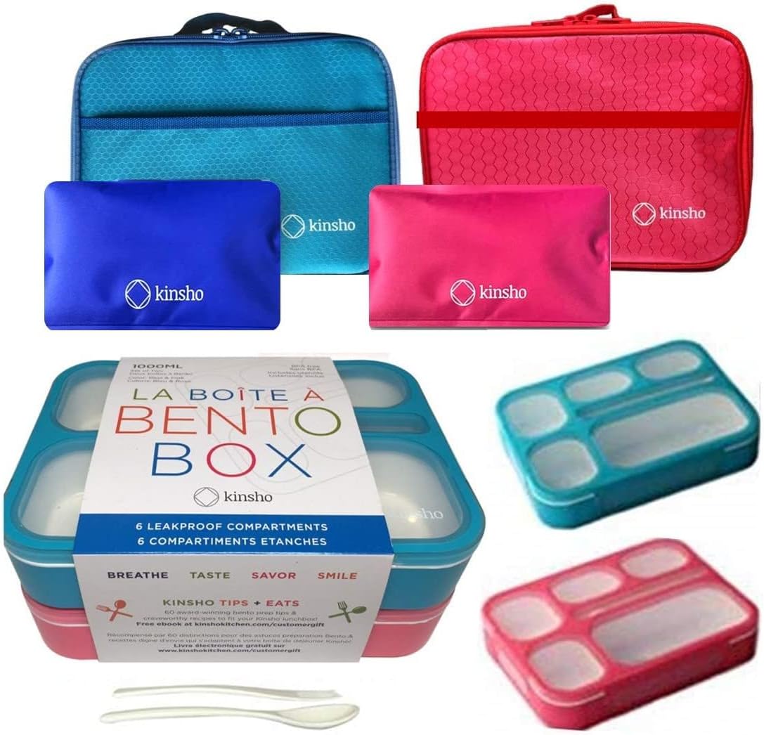 Bento Lunch Boxes with Bag and Ice Packs for Kids and Adults