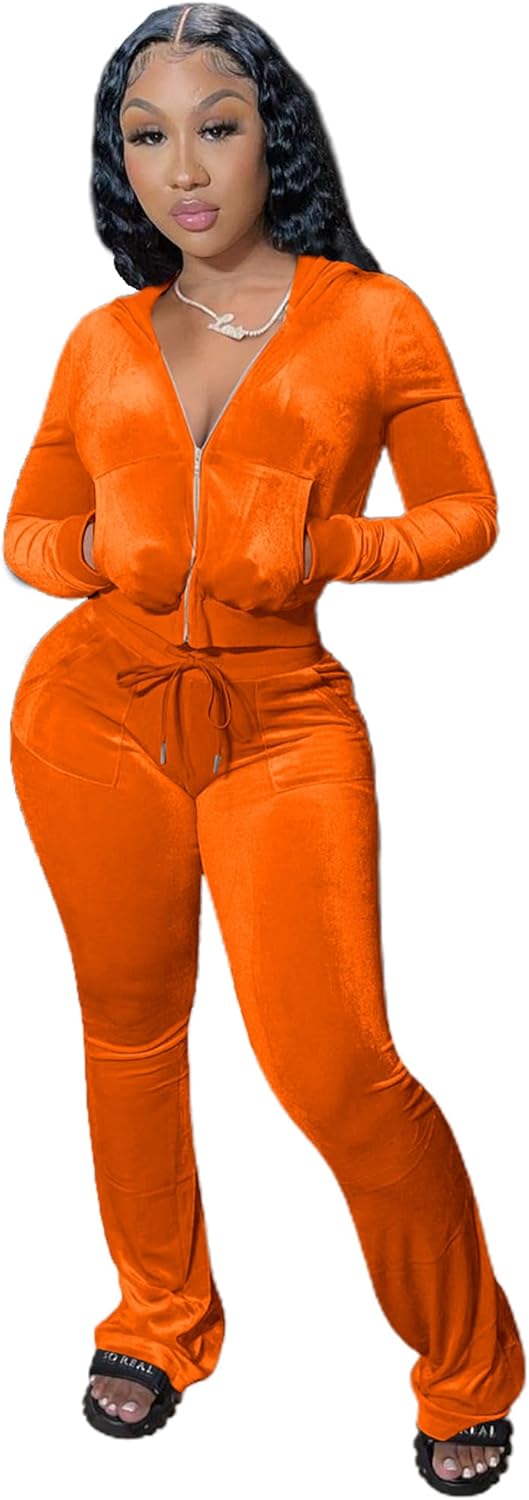 YIDENGYMX Womens Velour Tracksuit Set for Stylish Comfort