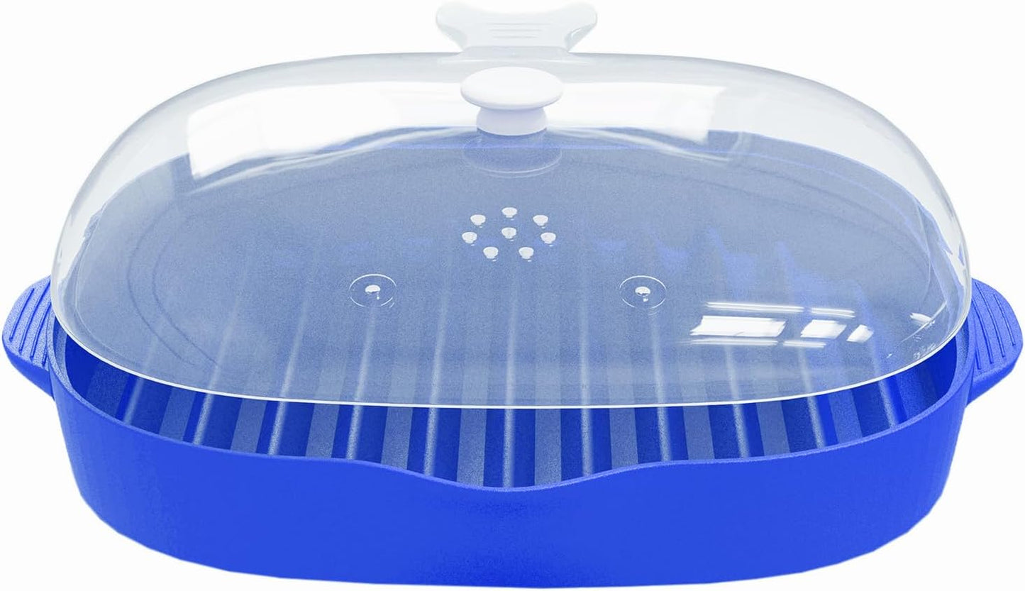 Large Capacity Blue Microwave Bacon Grill Tray - HMZXSY