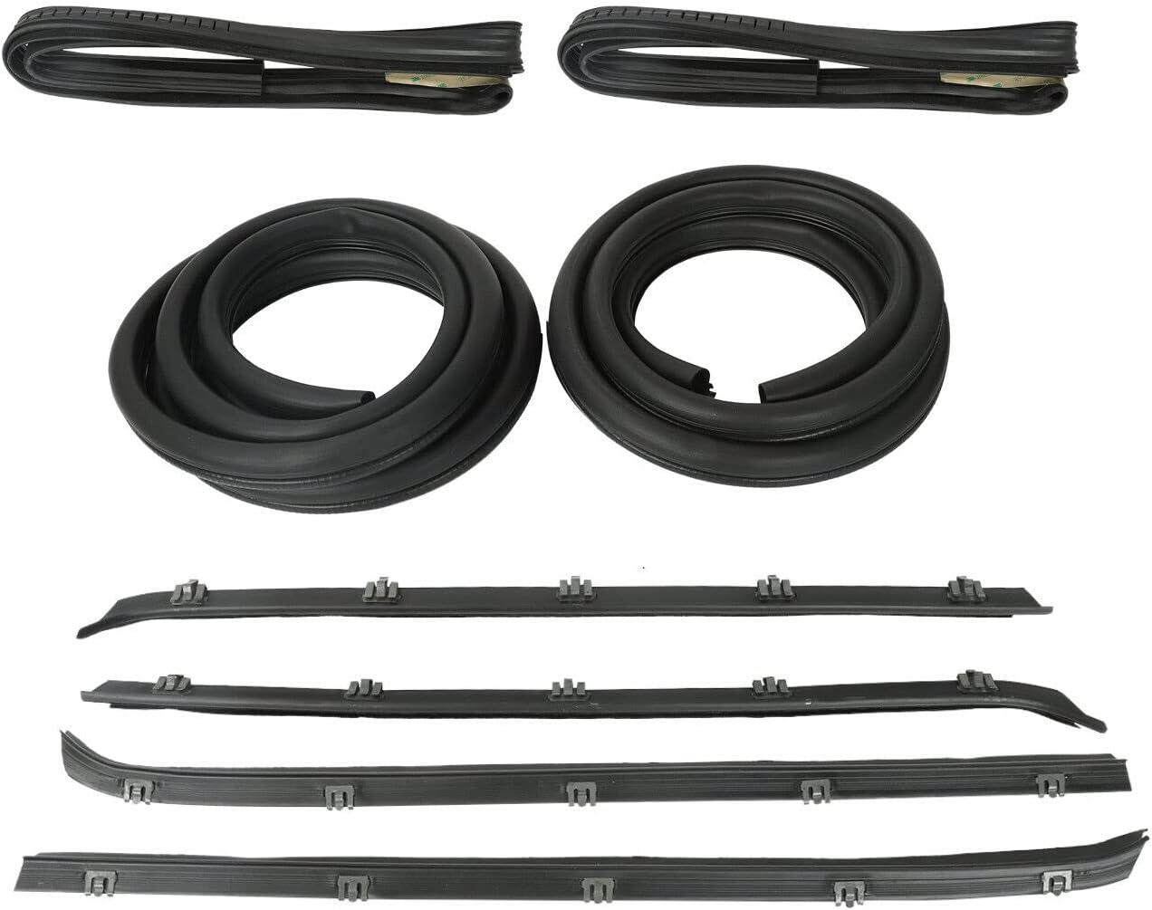 Front Door Window Molding Rubber Felt Trim Seal Weatherstrip Kit