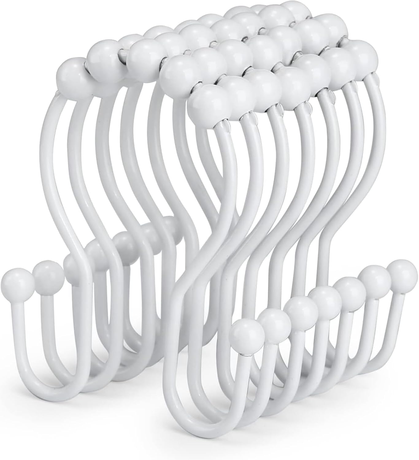 12PCS Stainless Steel Shower Hooks, Rust-Proof & Anti-Drop, White