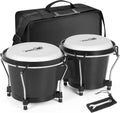 Bongo Drums 6 and 7 Black Wooden Bongos - Beginner Hand Drum