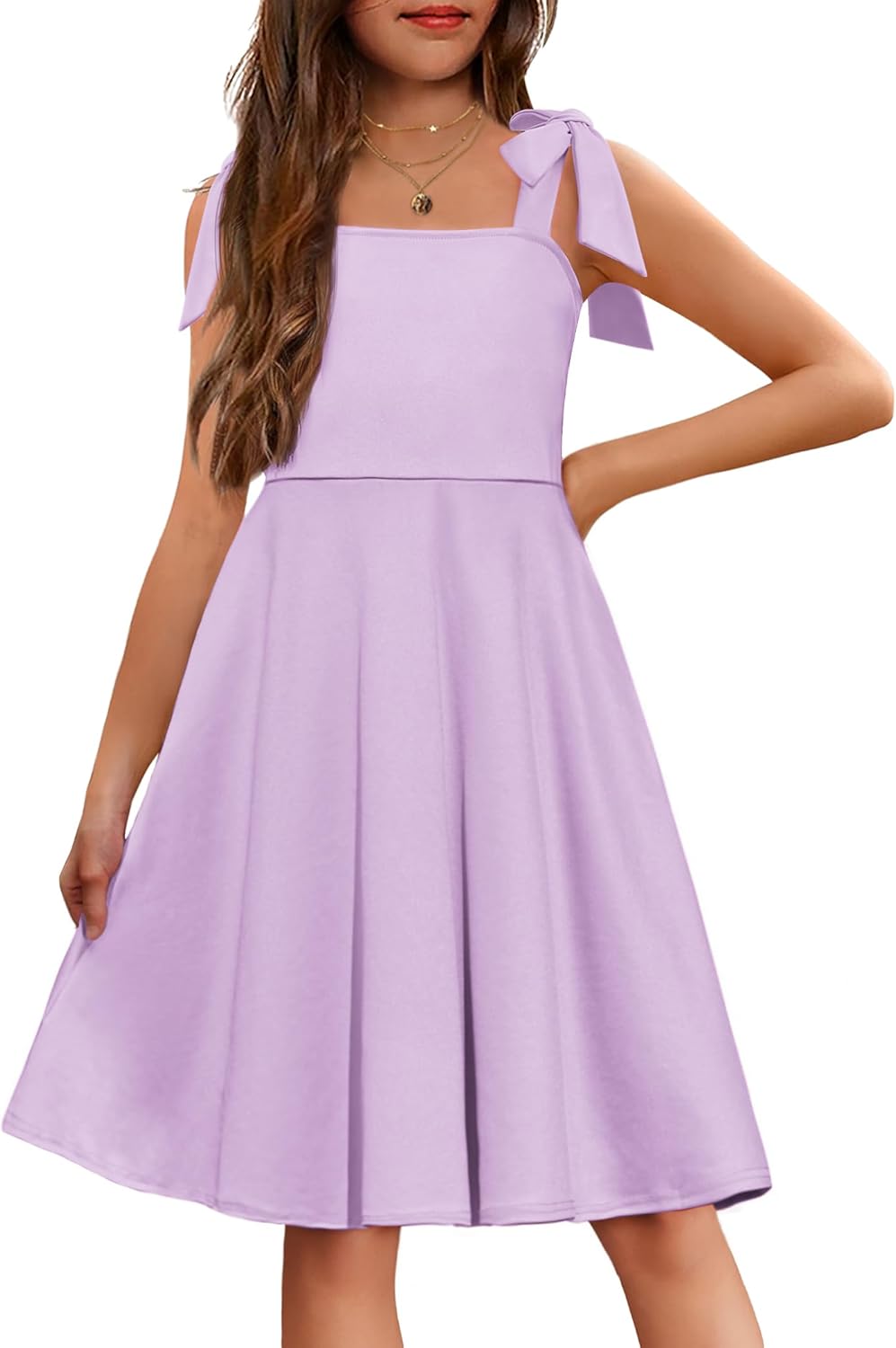 Arshiner Girls Summer Dress with Tie Straps for Parties