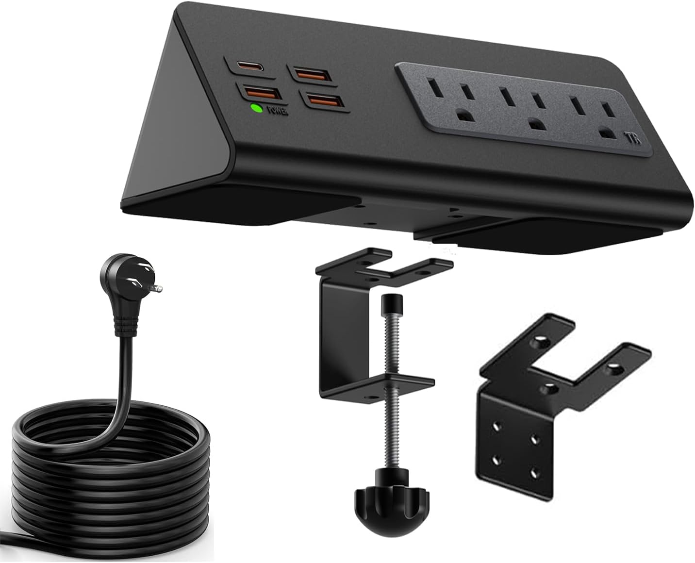 Fast Charging Edge Mount Power Strip with USB-C Ports by QZUKOY