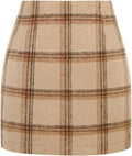 Wool Plaid Mini Skirt for Women - High Waisted Bodycon Style