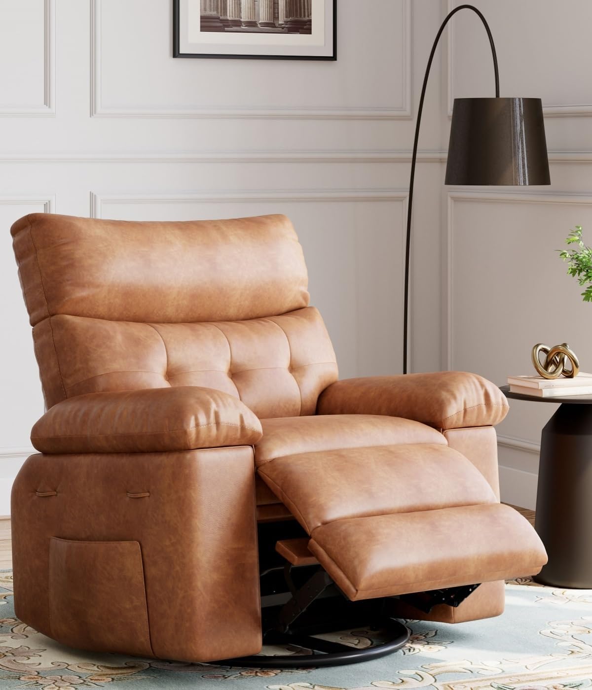 Ultimate Relaxation: Oversized Massage Recliner - 360 Swivel - Coffee