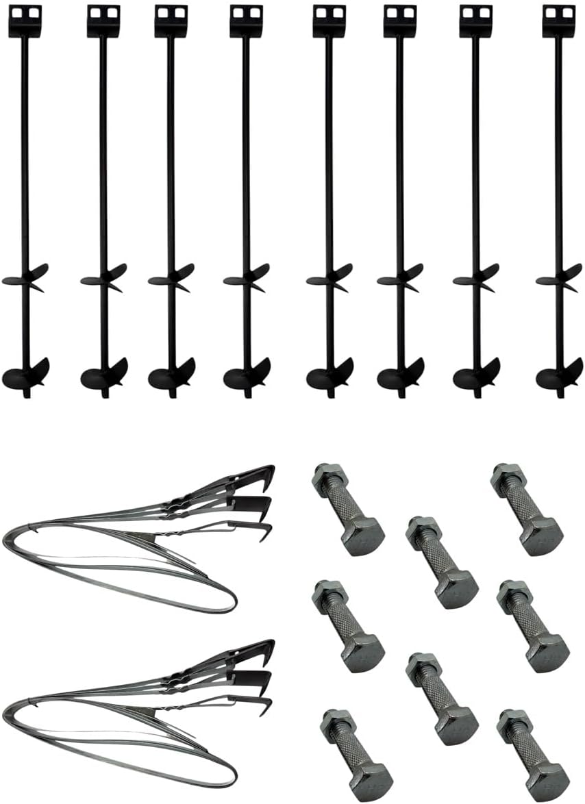 Mobile Home Part Set of 8 Auger Anchors and Tie Down Straps