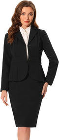 Allegra K 2 Piece Suit Skirt Set for Women - Classic Office Style