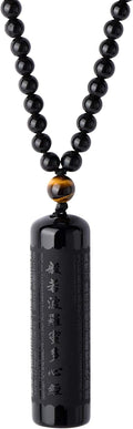 Black Obsidian Necklace Tiger Eye Gemstone Beads Crystal Pendant