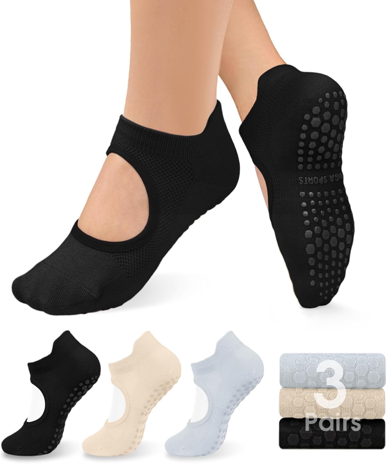 Purplepig Non-Slip Grip Pilates Socks - Enhance Your Workout!