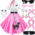 Sock Hop Outfits Women 1950s Poodle Dresses - Complete 10Pc Set