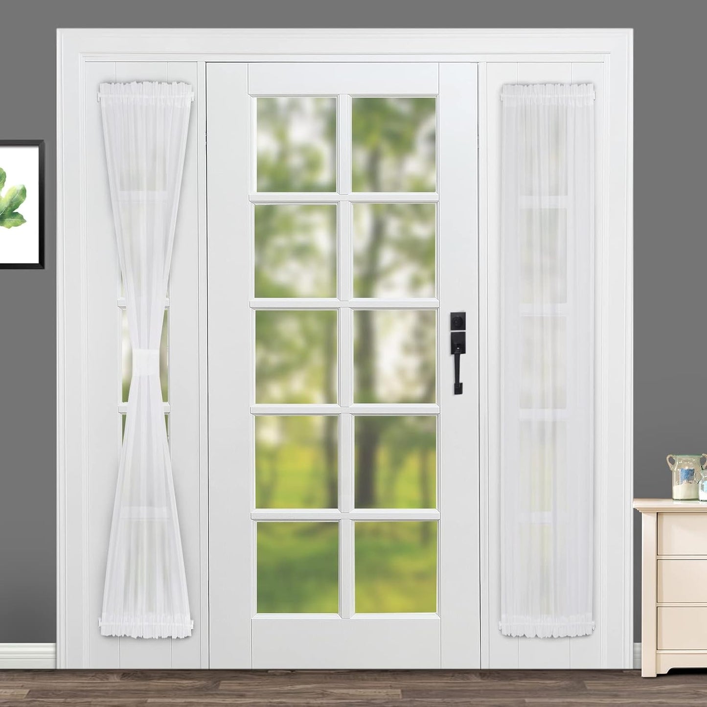 Privacy Sheer French Door Curtains - Set of 2 Panels