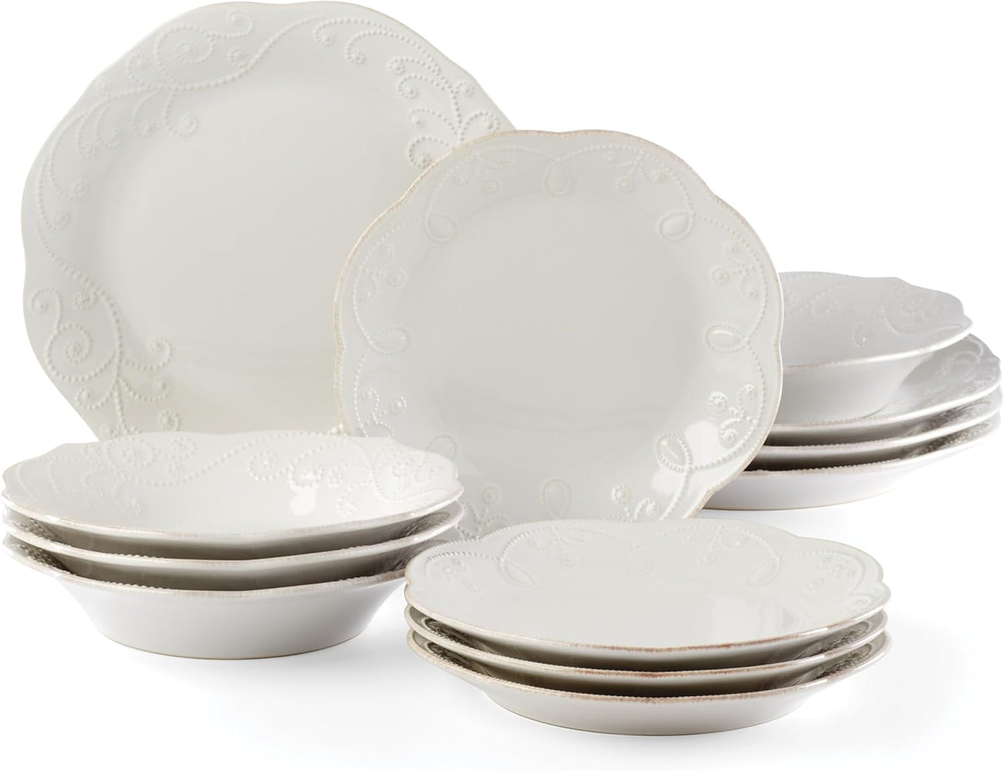 Lenox French Perle 12-Piece Dinnerware Set for Elegant Dining