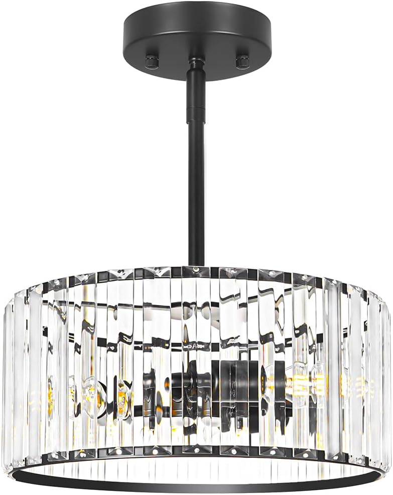 Black 3 Light Crystal Chandelier for Modern Dining Rooms