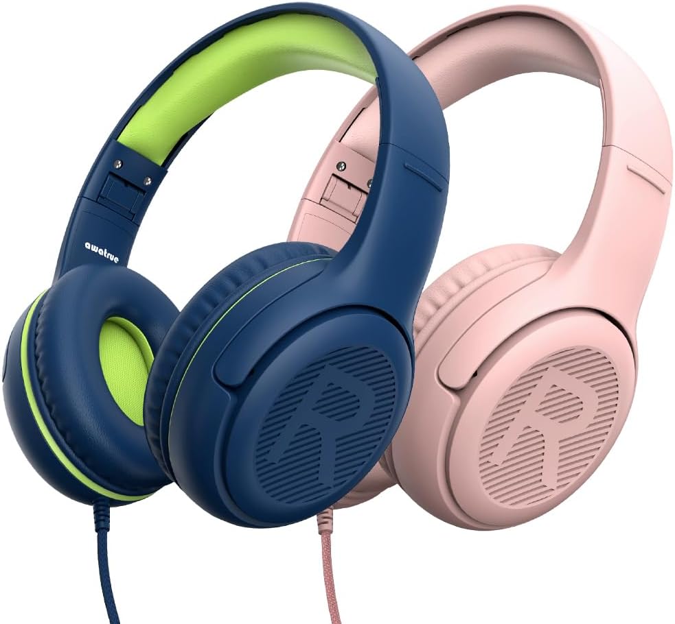 Kids Headphones Wired with Microphone for Safe Listening Fun