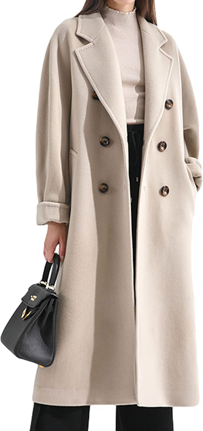 Stylish Women Wool Blend Pea Coat for Elegant Winter Looks