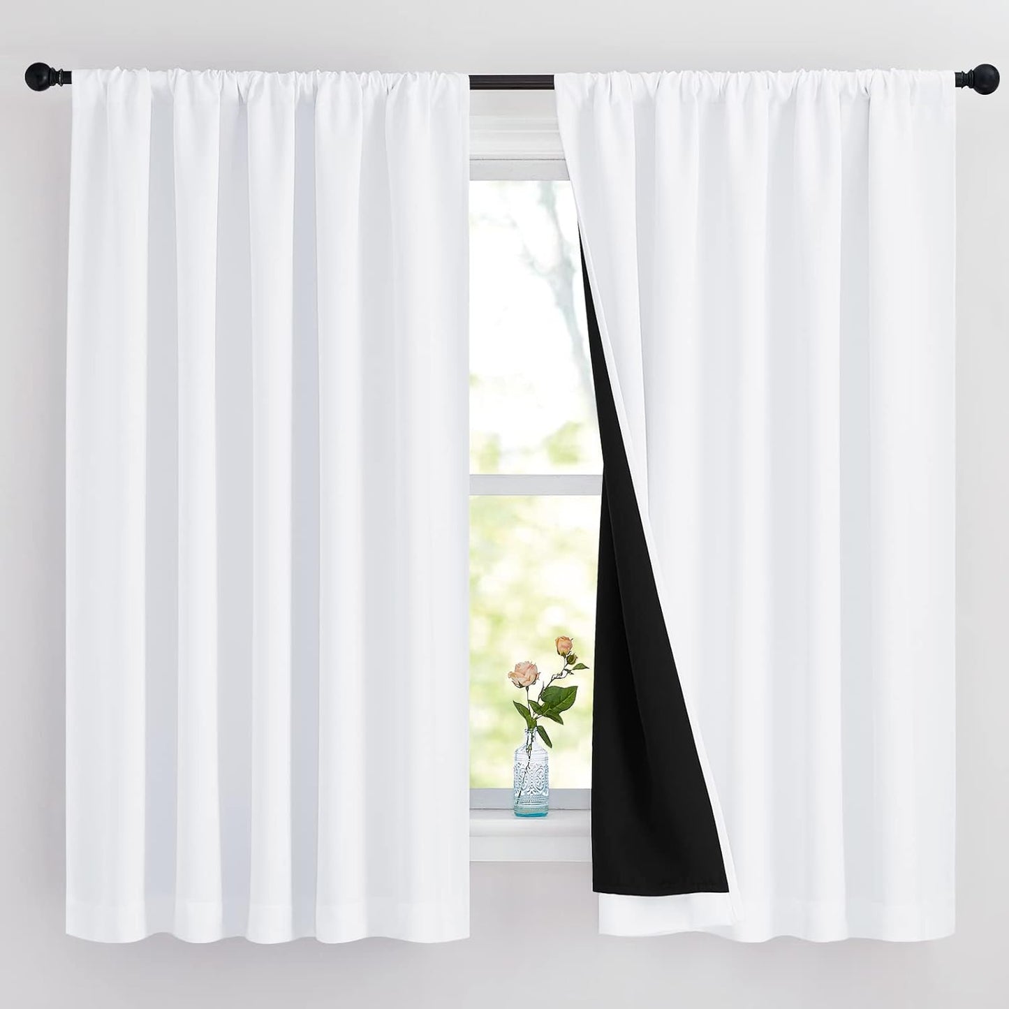 NICETOWN 100% Blackout Curtains for Bedroom, 62x63 inches