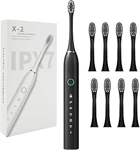 Rechargeable Electric Toothbrush with 8 Brush Heads for All