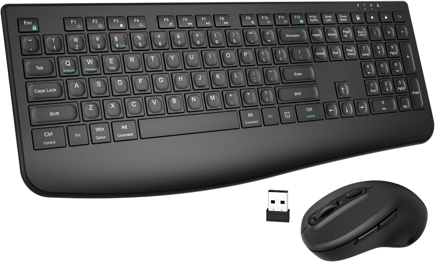 EDJO Wireless Keyboard & Mouse: Ergonomic, Rechargeable, 3 DPI