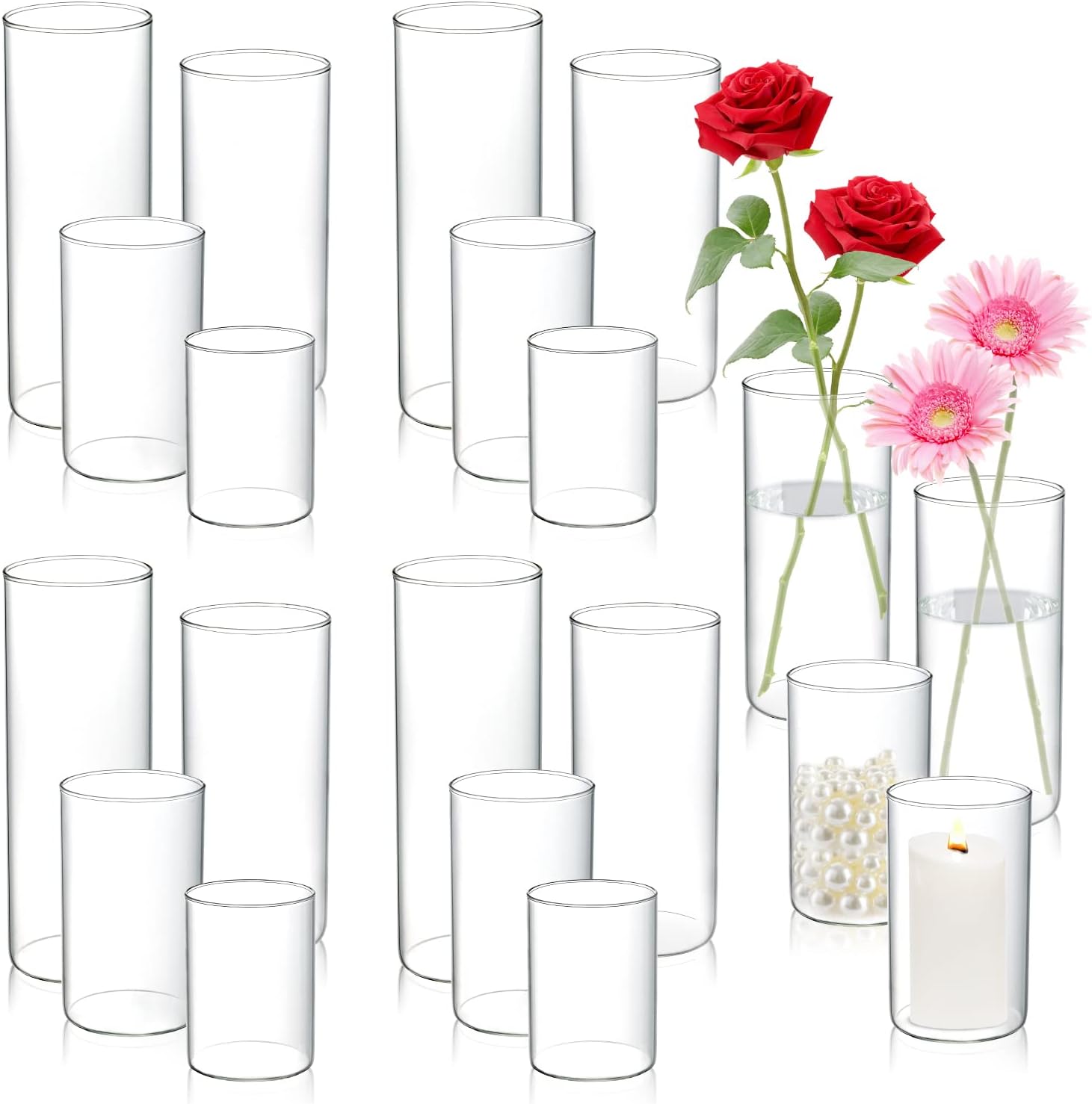 20pcs Cylinder Vases for Centerpieces - Modern Glass Vases