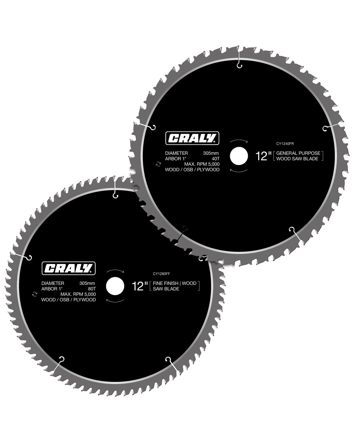 CRALY 12 Inch Circular Saw Blade for Wood Cutting and Finishing