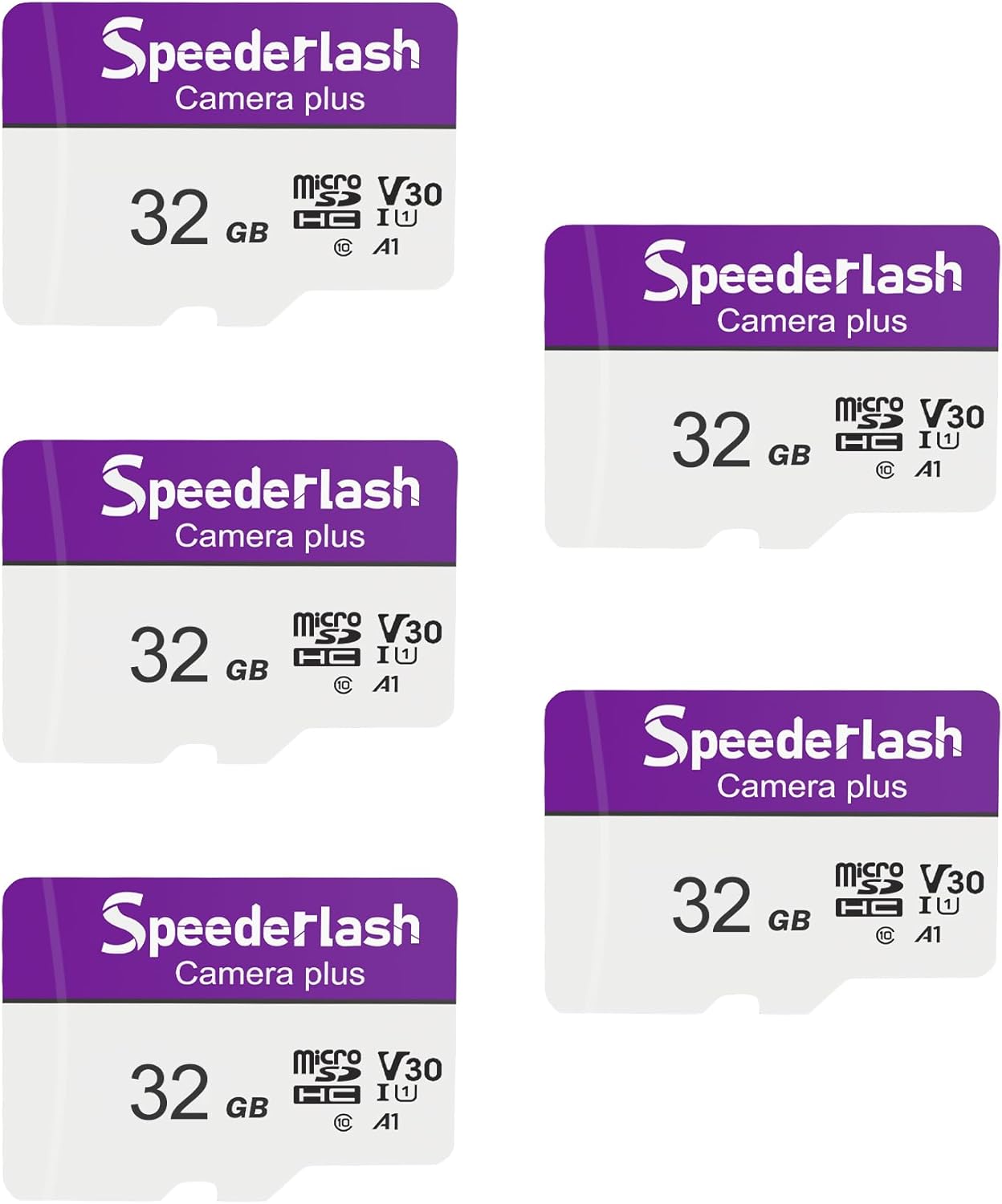 Speederlash 5 Pack 32GB Micro SDXC - 90MB/s Read Speed, 4K UHD&5K Video Support