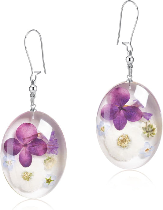 Pressed Flower Earrings - Handmade Real Flower Jewelry for Women