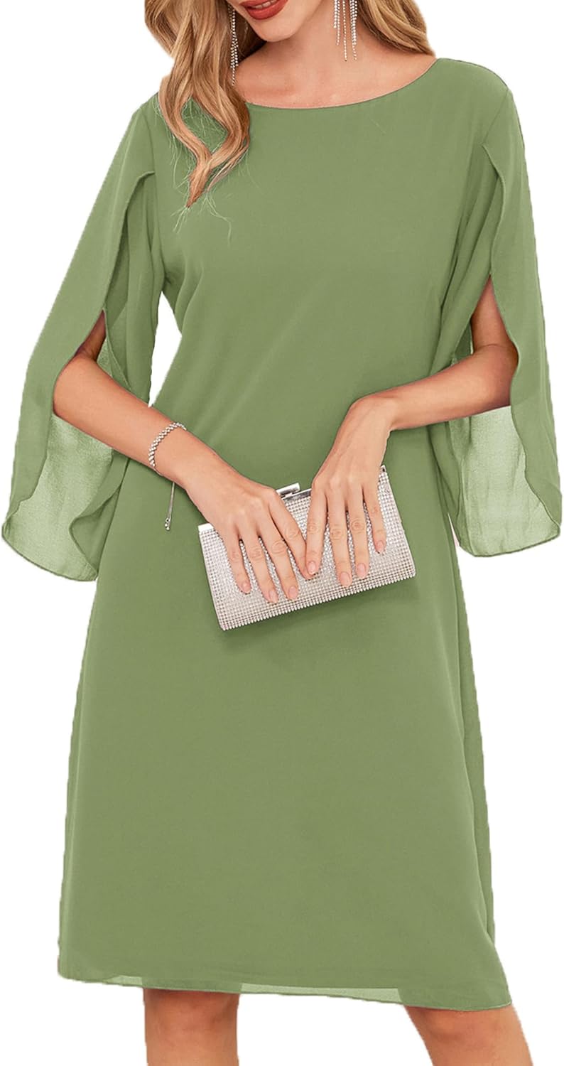 Chiffon Dresses for Women - Flutter Sleeve Party Dress
