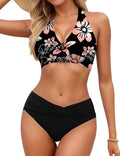 Womens Twist Front Halter Bikini Set - Flattering V-Cut Swim