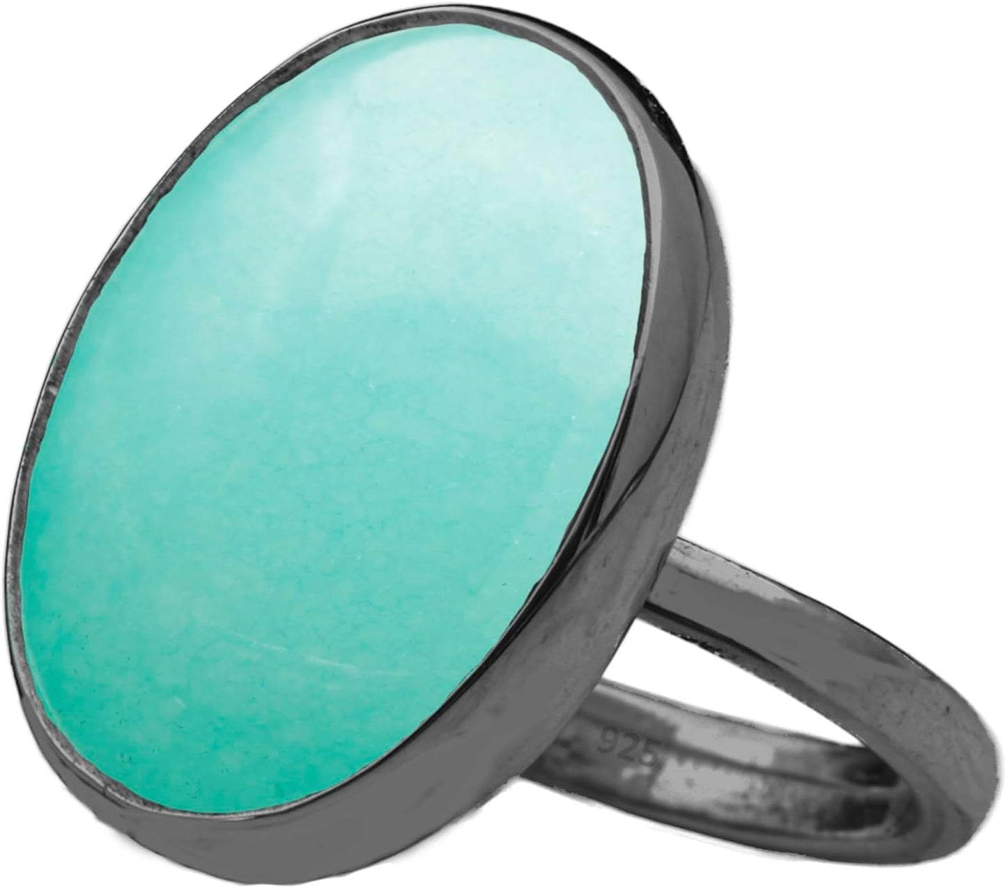 Natural Labradorite Crystal Ring in Black Oxidized Silver