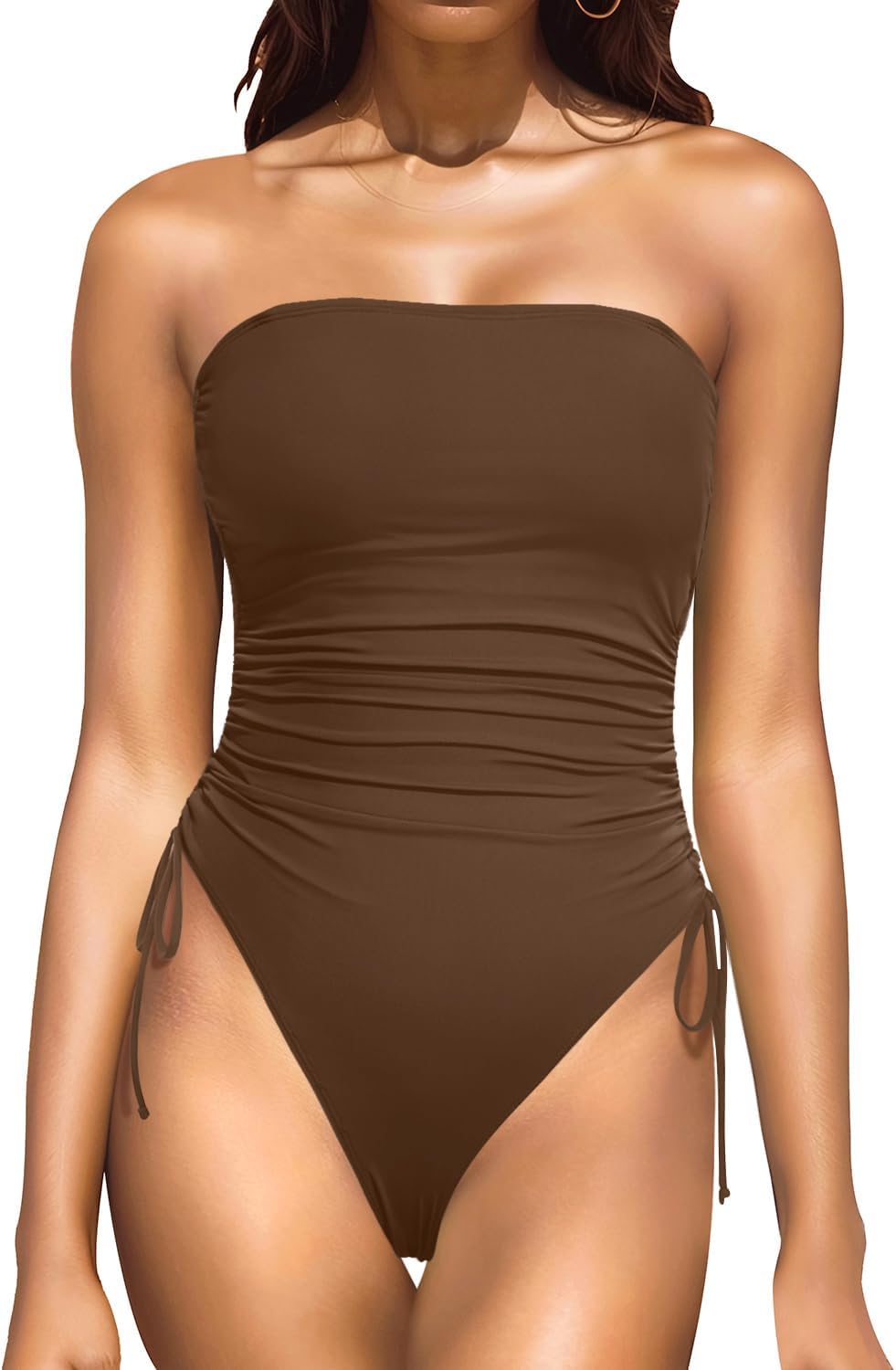 Yonique Women Strapless One Piece Swimsuit for Tummy Control