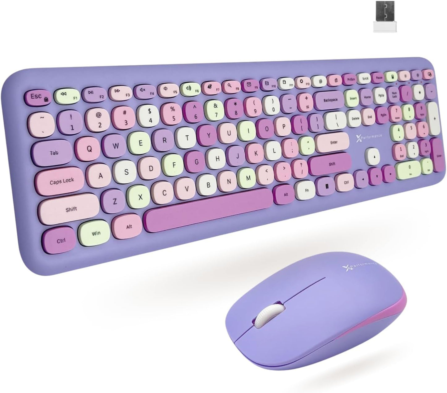 X9 Purple Wireless Keyboard and Mouse Combo for Retro Vibes