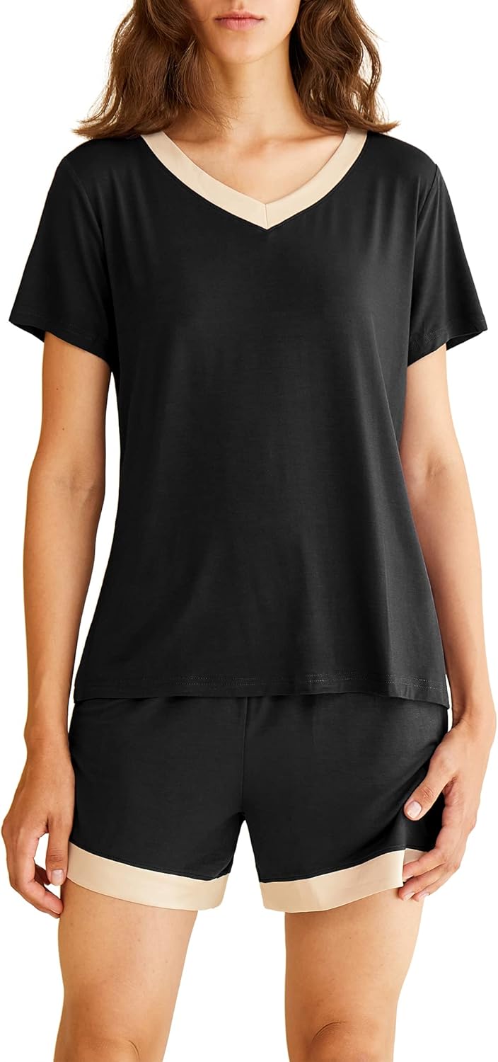 Latuza Women's V-neck Sleepwear Short Sleeve Pajama Set Review