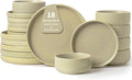Healing Green Plates and Bowls Set for 6 - Calm Ceramic Dinnerware