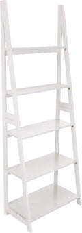 Ladder Bookshelf Organizer 5-Tier White Finish - Space-Saving Shelf