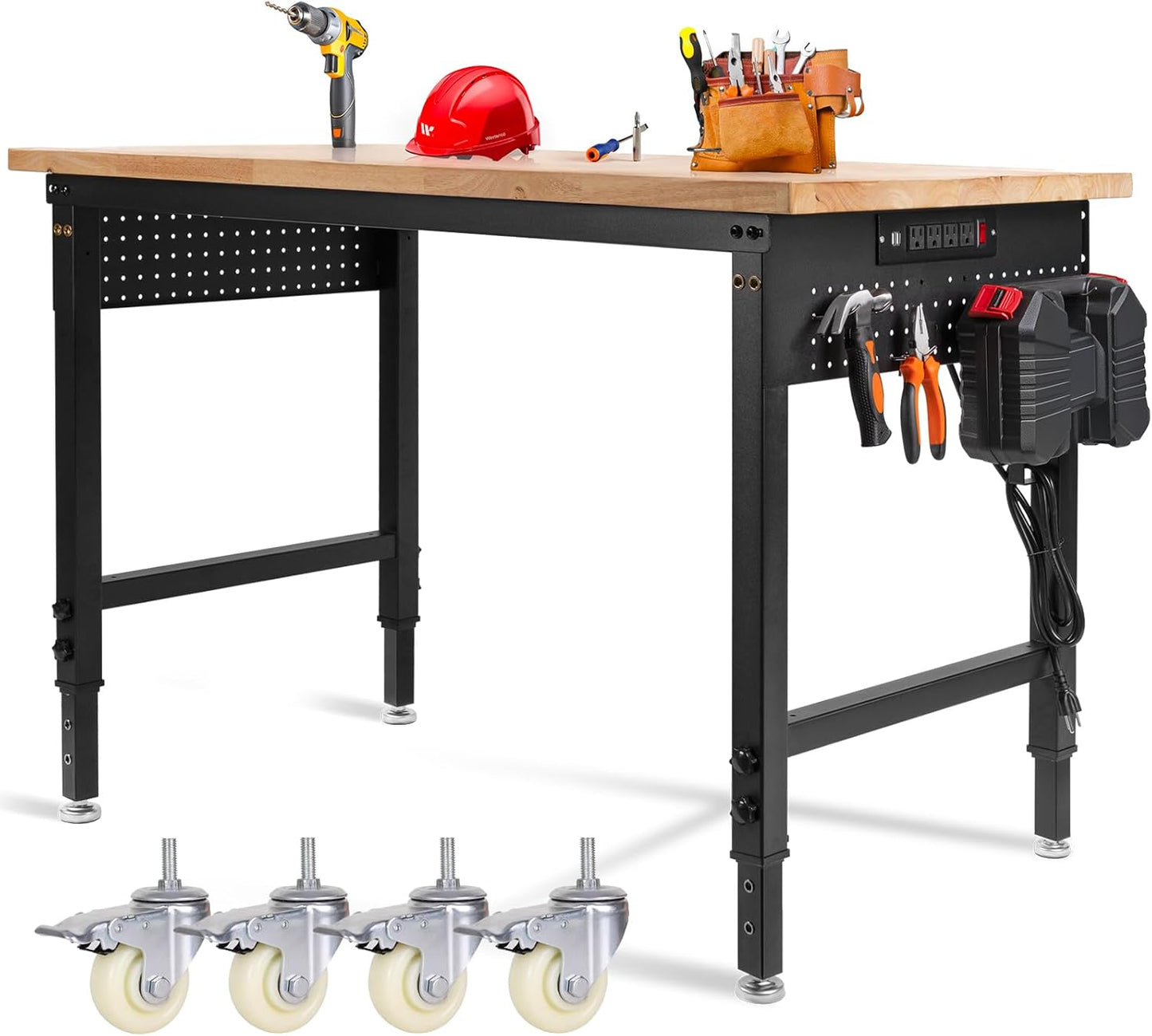 48in L24W Adjustable Workbench with Wheels for Heavy Duty Use