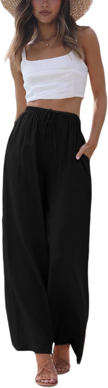 Faleave Women's Cotton Linen Summer Palazzo Pants for Style
