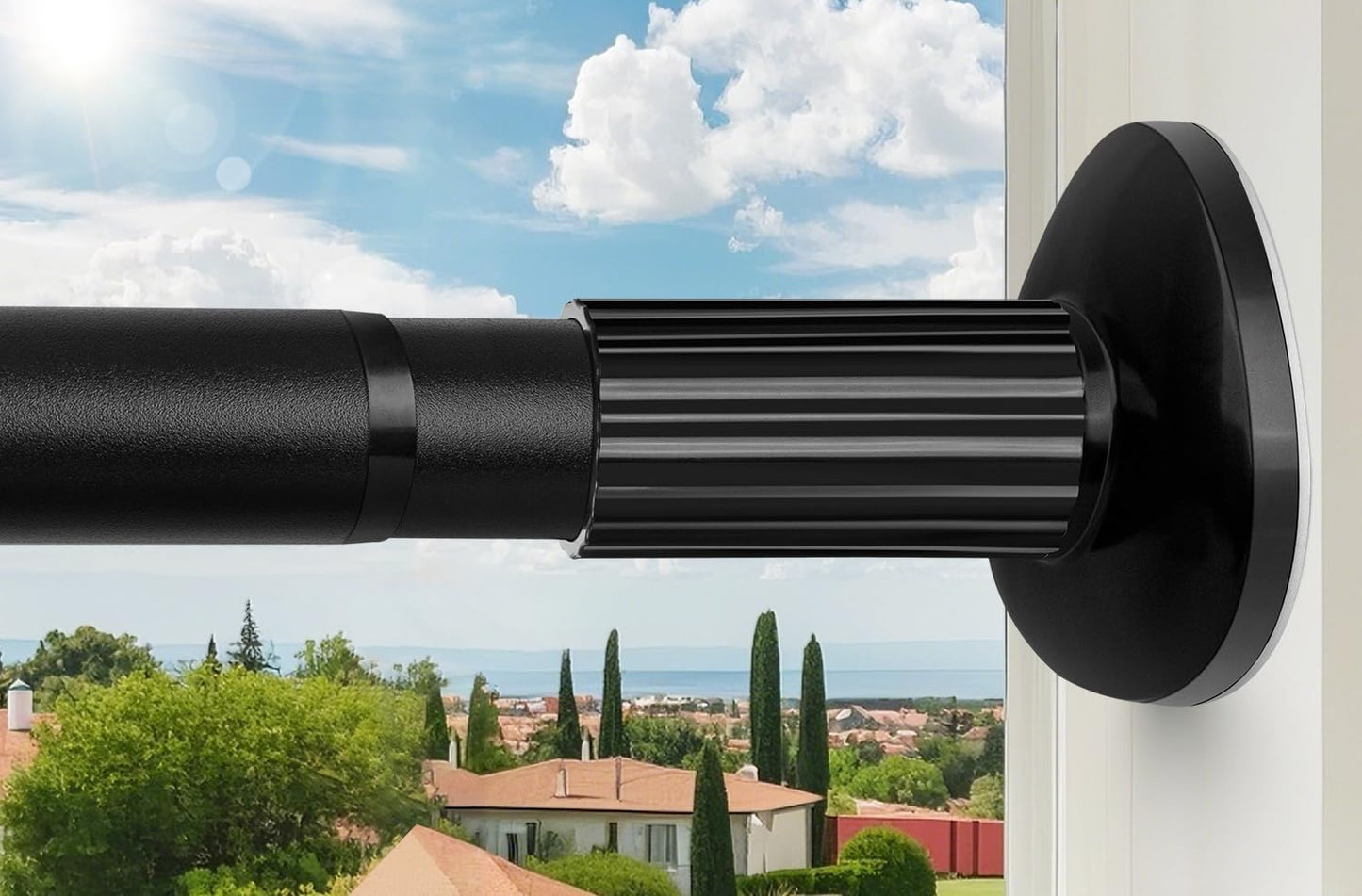 Tension Rod 51-145Inch, No Drilling Curtain Rod for Windows