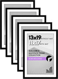 13x19 Picture Frame Set of 5 - Polished Plexiglass, Slim Black Molding