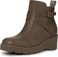Women's Wedge Ankle Boots with Buckle - Platform Lug Sole